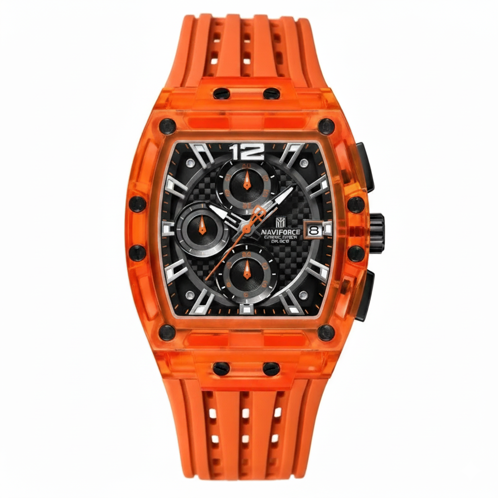 Luxury Transparent Chronograph Watch – Bold Style, Premium Design