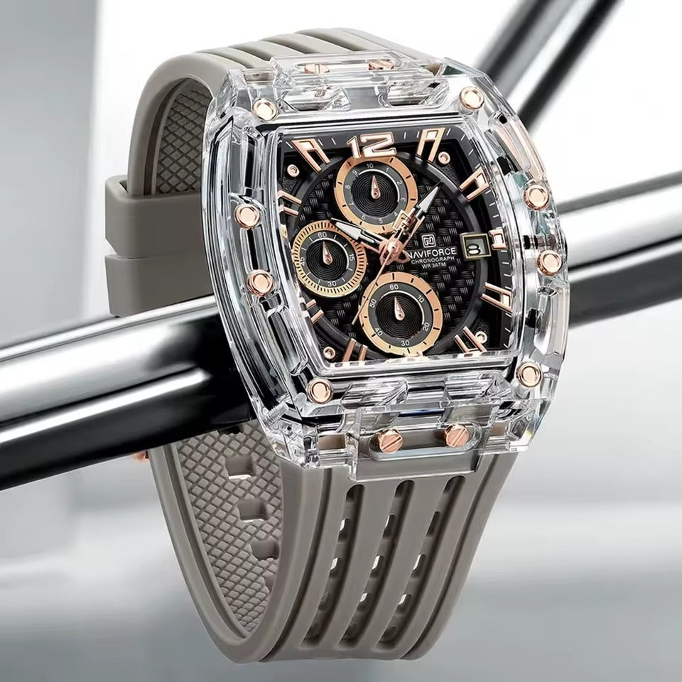 Luxury Transparent Chronograph Watch – Bold Style, Premium Design