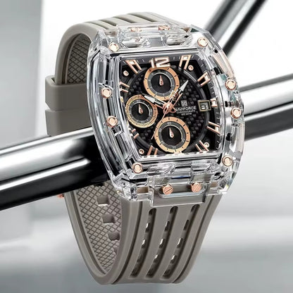 Luxury Transparent Chronograph Watch – Bold Style, Premium Design